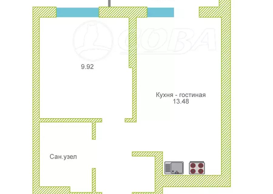 Продаётся 1-комнатная квартира, 31.1 м²