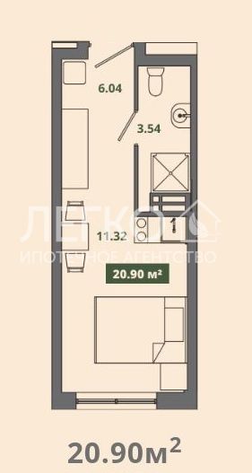 Продаётся студия, 20.6 м²