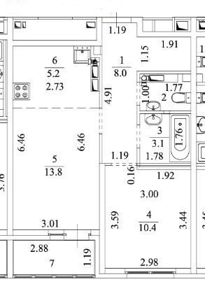 Продаётся 1-комнатная квартира, 42 м²