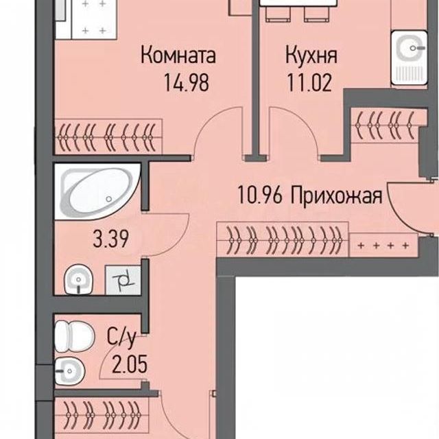 Продаётся 2-комнатная квартира, 54 м²