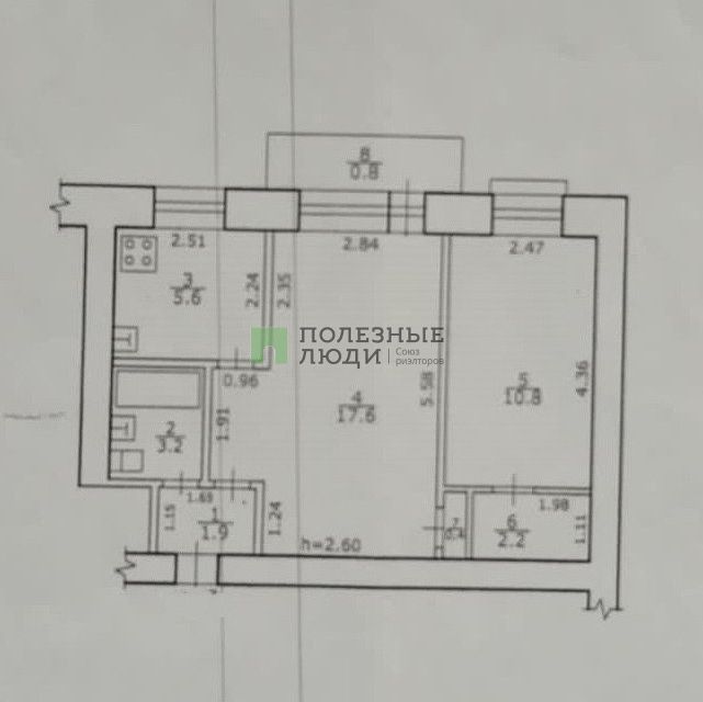 Продаётся 2-комнатная квартира, 42.5 м²