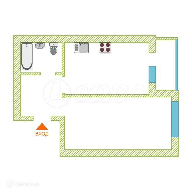 Продаётся 1-комнатная квартира, 38 м²