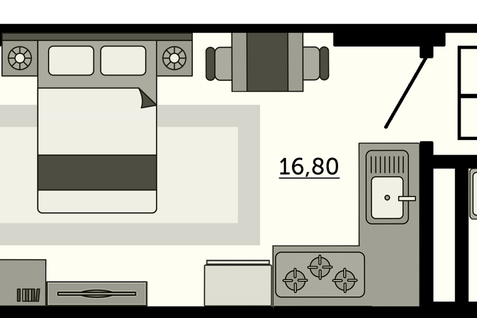 Продаётся студия, 25.1 м²