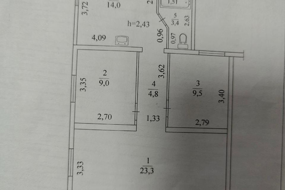 Продаётся 3-комнатная квартира, 65 м²