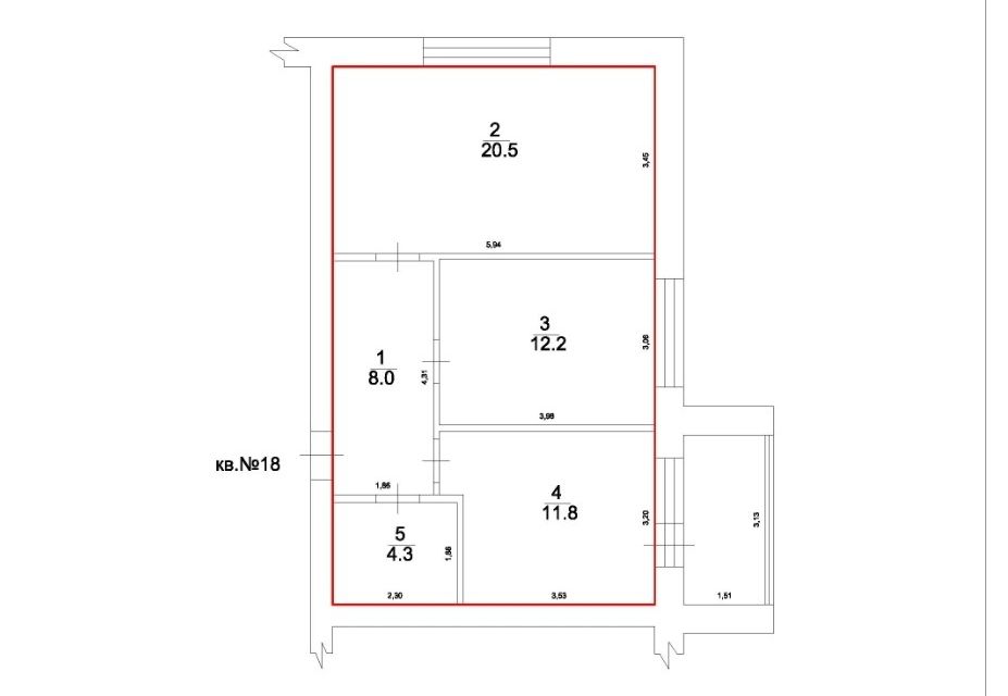 Продаётся 2-комнатная квартира, 56.8 м²