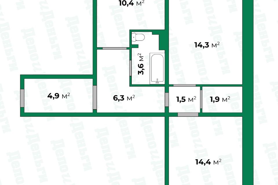 Продаётся 2-комнатная квартира, 57.3 м²