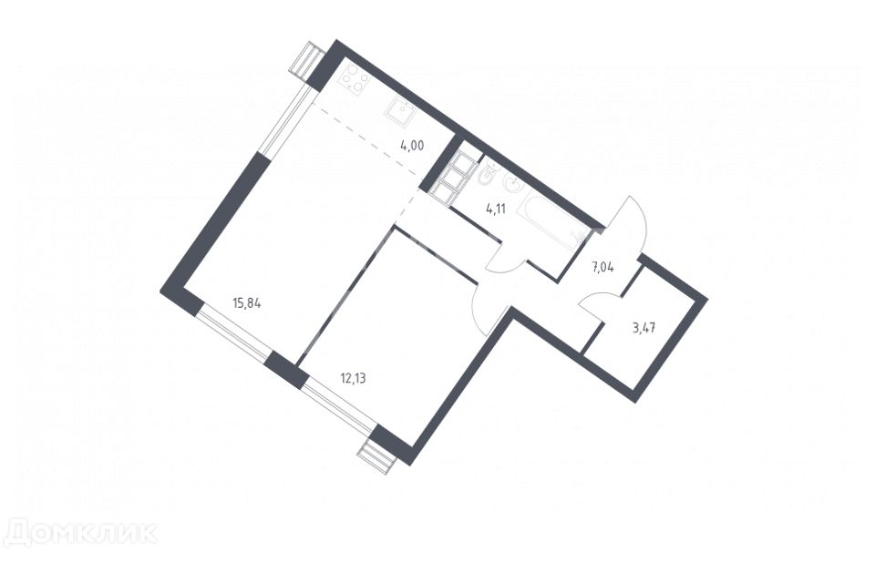 Продаётся 2-комнатная квартира, 46.6 м²