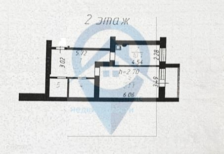 Продаётся 1-комнатная квартира, 55.3 м²