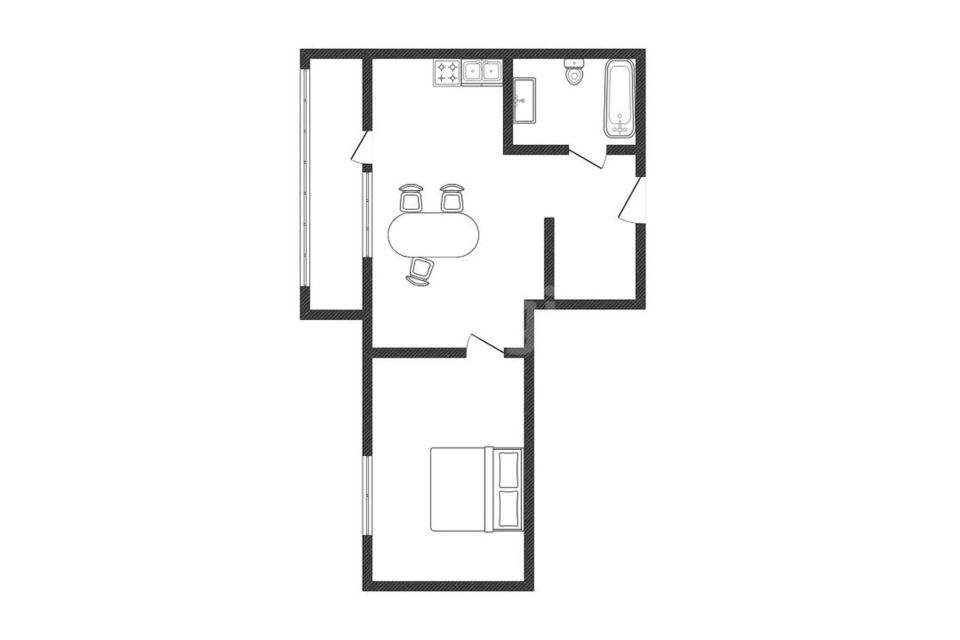 Продаётся 1-комнатная квартира, 43.6 м²