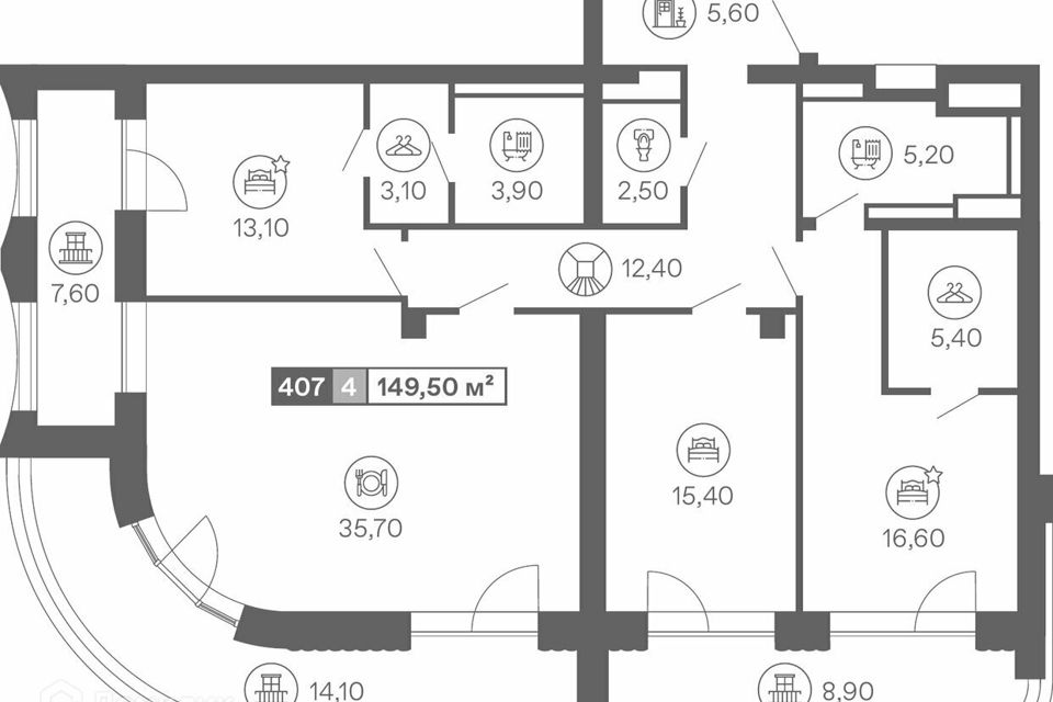 Продаётся 4-комнатная квартира, 149.5 м²