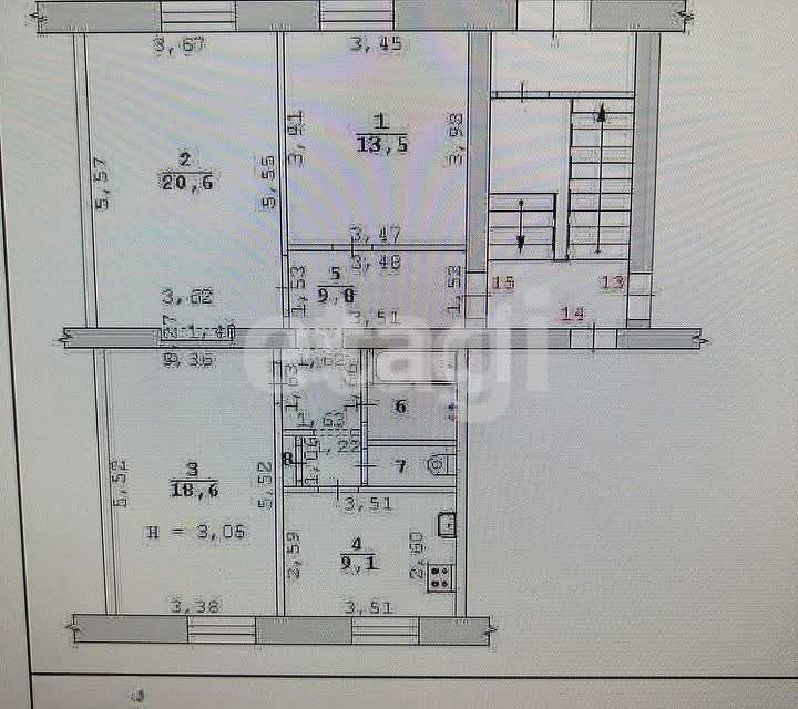 Продаётся 3-комнатная квартира, 78 м²