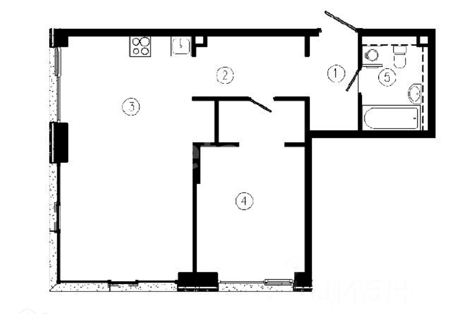 Продаётся 1-комнатная квартира, 59.4 м²