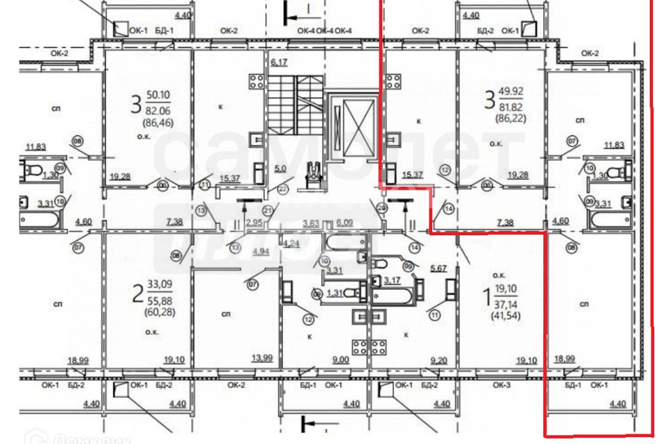 Продаётся 3-комнатная квартира, 90.62 м²