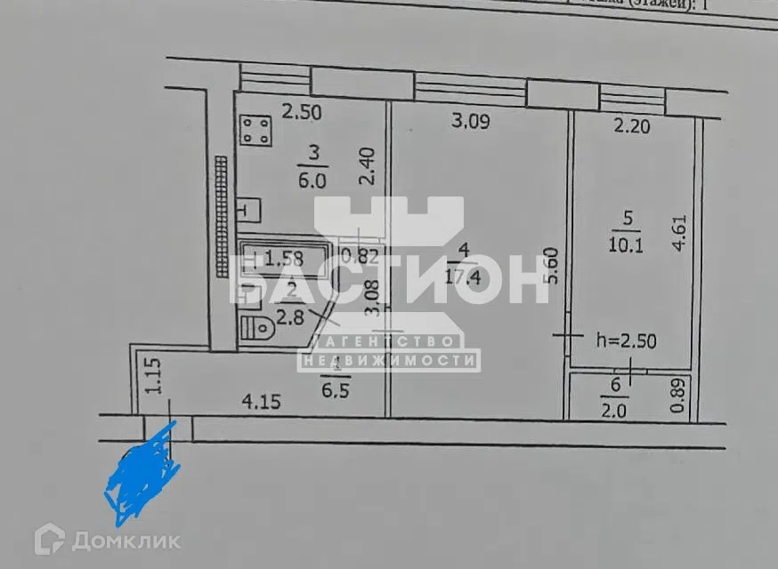 Продаётся 2-комнатная квартира, 44.6 м²