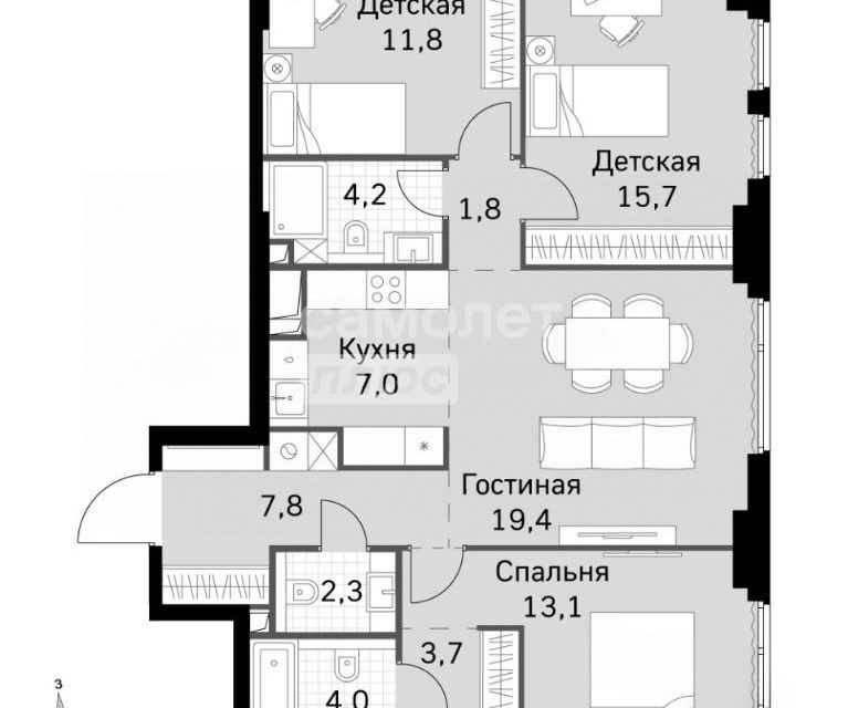 Продаётся 4-комнатная квартира, 92 м²