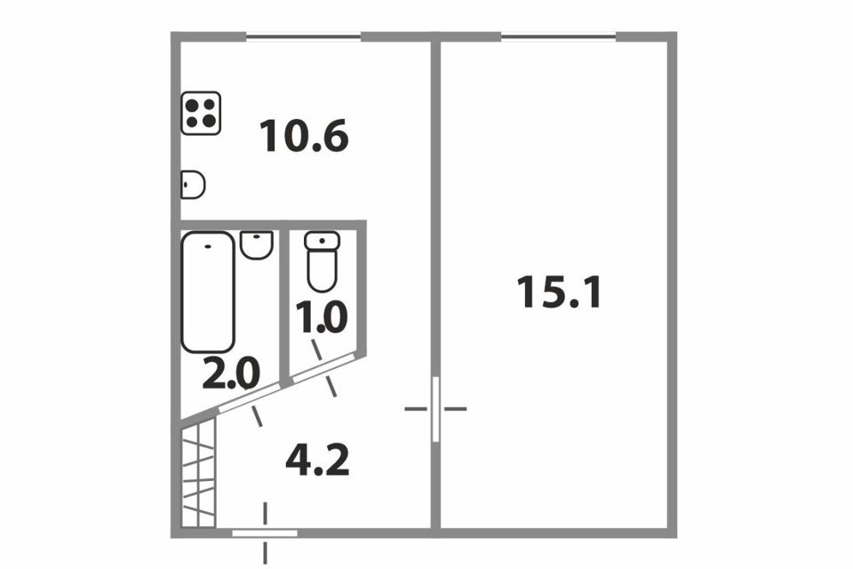Продаётся 1-комнатная квартира, 29 м²