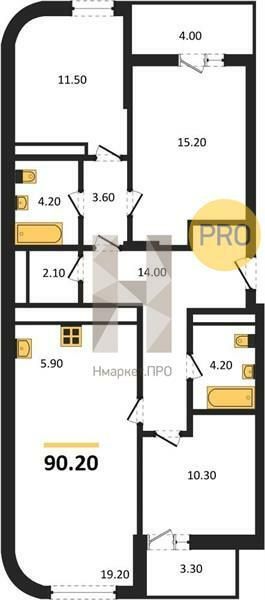 Продаётся 3-комнатная квартира, 92.1 м²