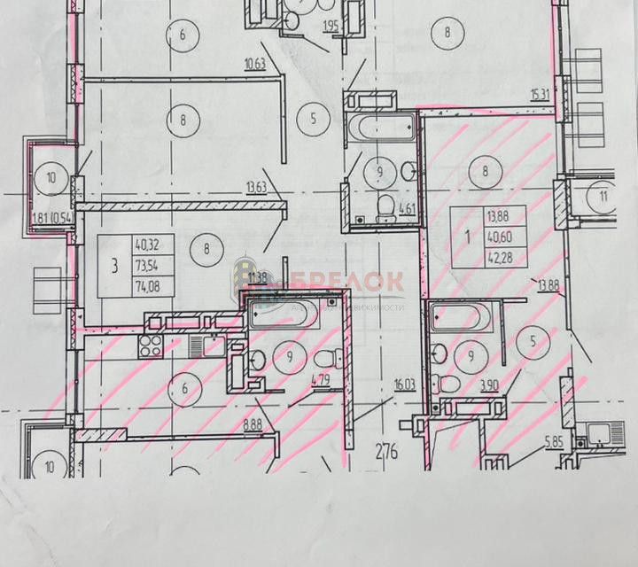 Продаётся 3-комнатная квартира, 74 м²