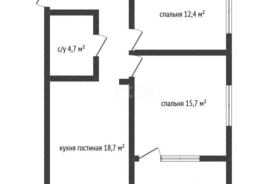 Продаётся 2-комнатная квартира, 65.5 м²