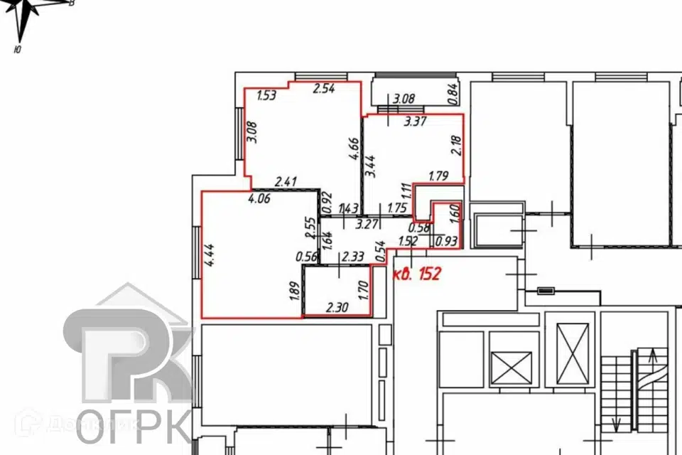 Продаётся 2-комнатная квартира, 53.7 м²