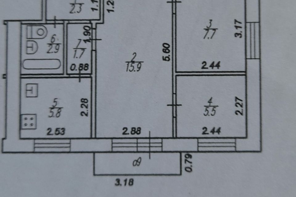 Продаётся 2-комнатная квартира, 42.6 м²