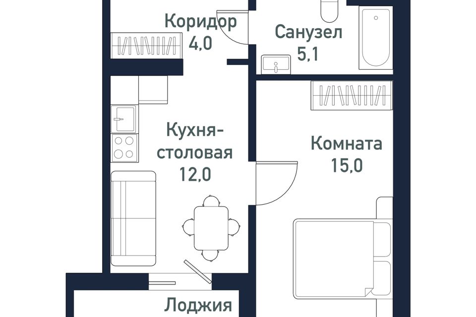 Продаётся 1-комнатная квартира, 36.5 м²