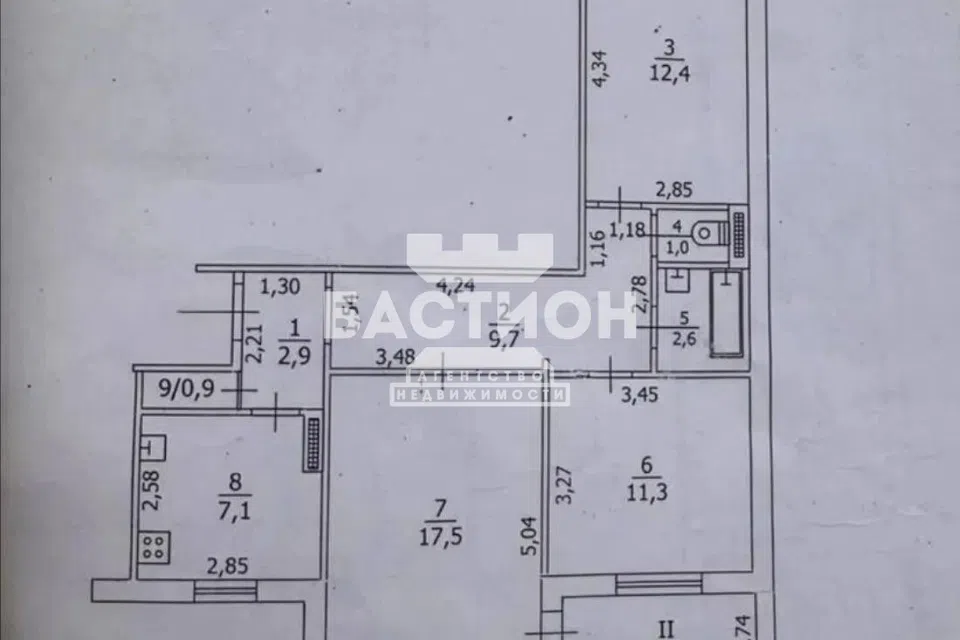 Продаётся 3-комнатная квартира, 74.9 м²