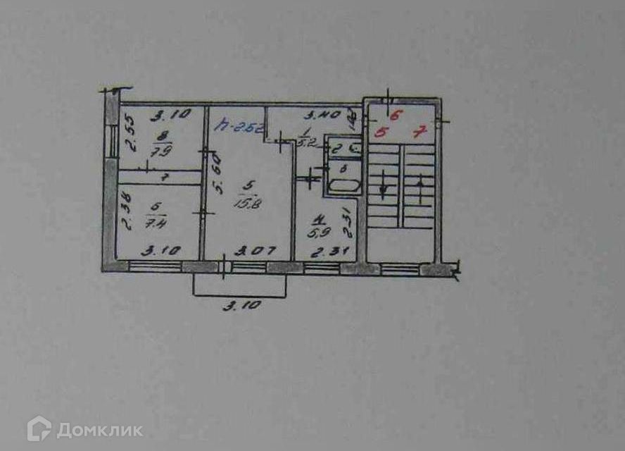 Продаётся 3-комнатная квартира, 47.4 м²