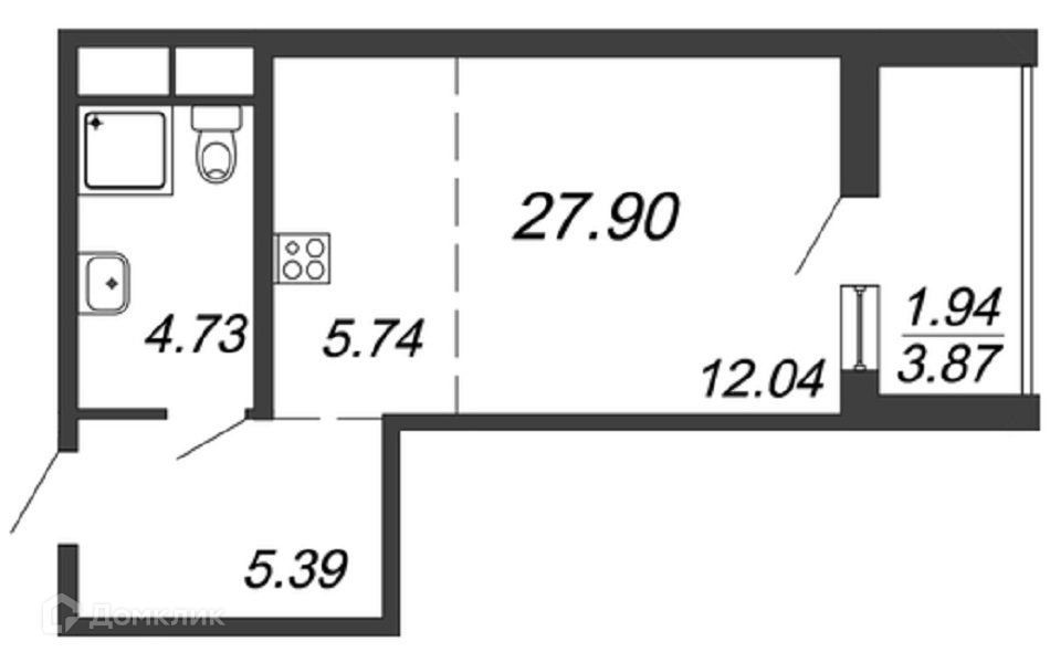 Продаётся студия, 27.9 м²