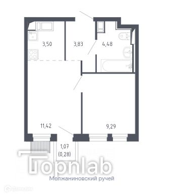 Продаётся 1-комнатная квартира, 32.8 м²