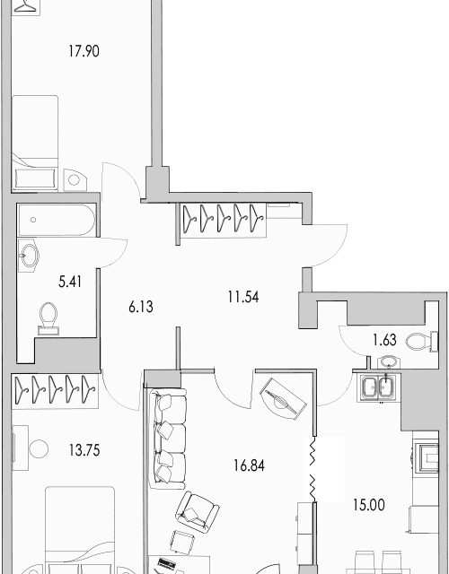 Продаётся 3-комнатная квартира, 91.6 м²