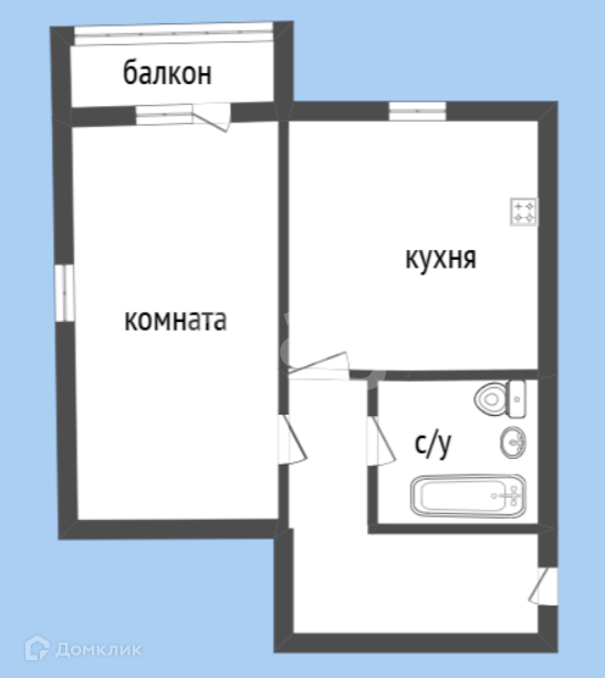 Продаётся 1-комнатная квартира, 34 м²