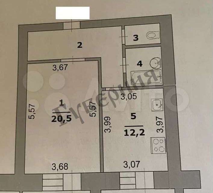 Продаётся 1-комнатная квартира, 51 м²