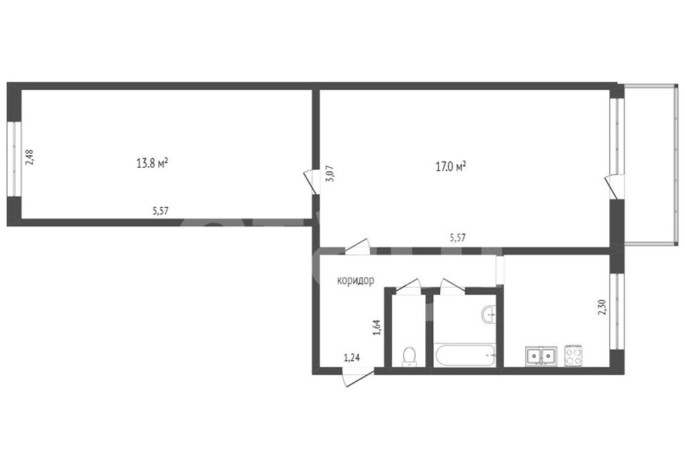 Продаётся 2-комнатная квартира, 64 м²