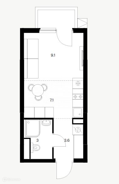Продаётся студия, 23.5 м²