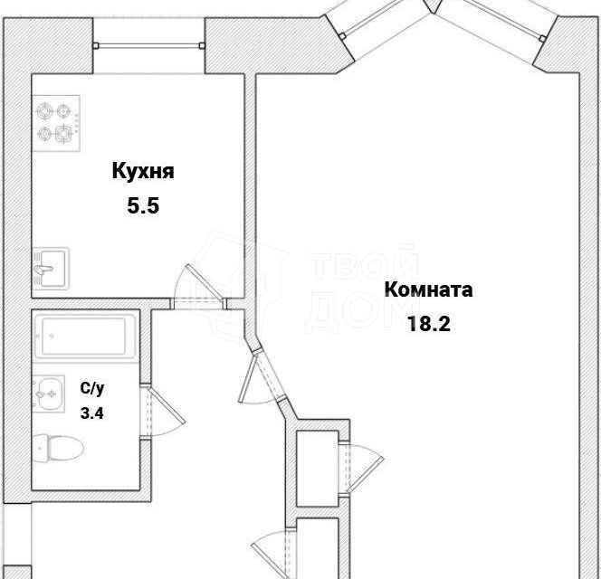 Продаётся 1-комнатная квартира, 31.9 м²