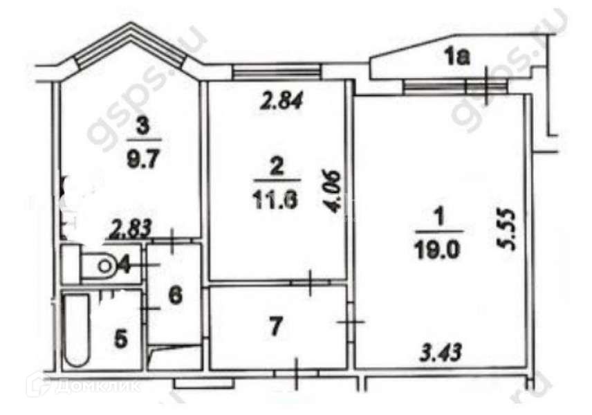 Продаётся 2-комнатная квартира, 51.1 м²