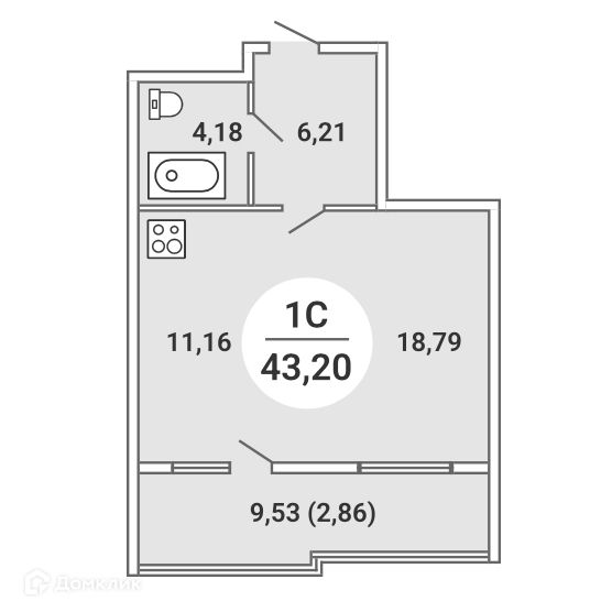 Продаётся студия, 43.2 м²