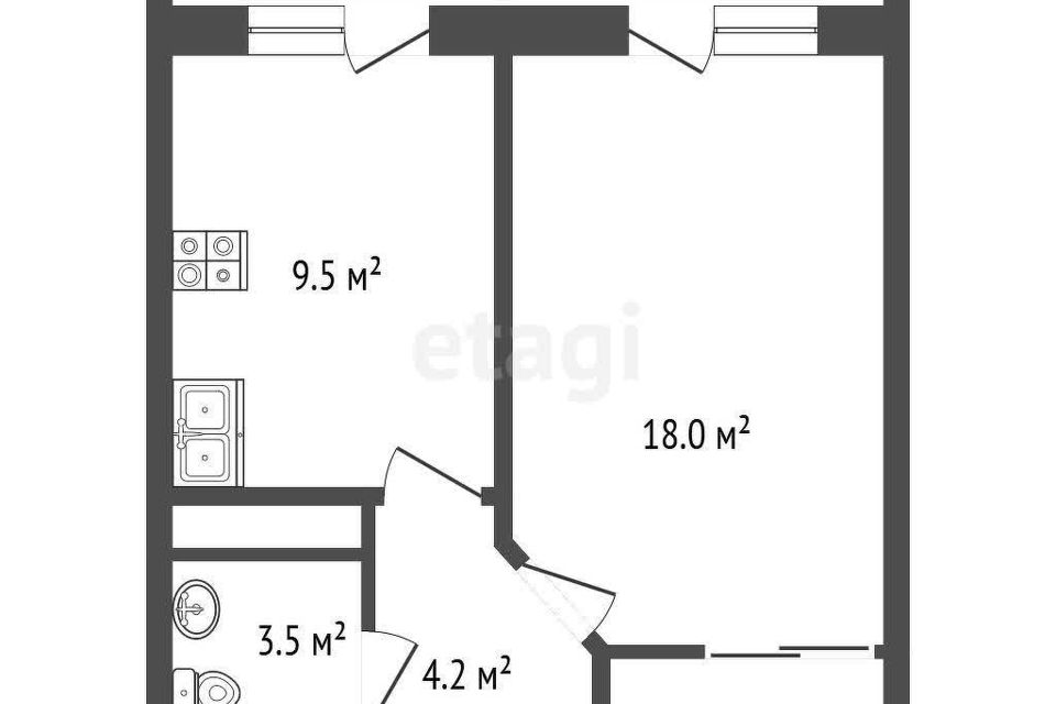 Продаётся 1-комнатная квартира, 40 м²