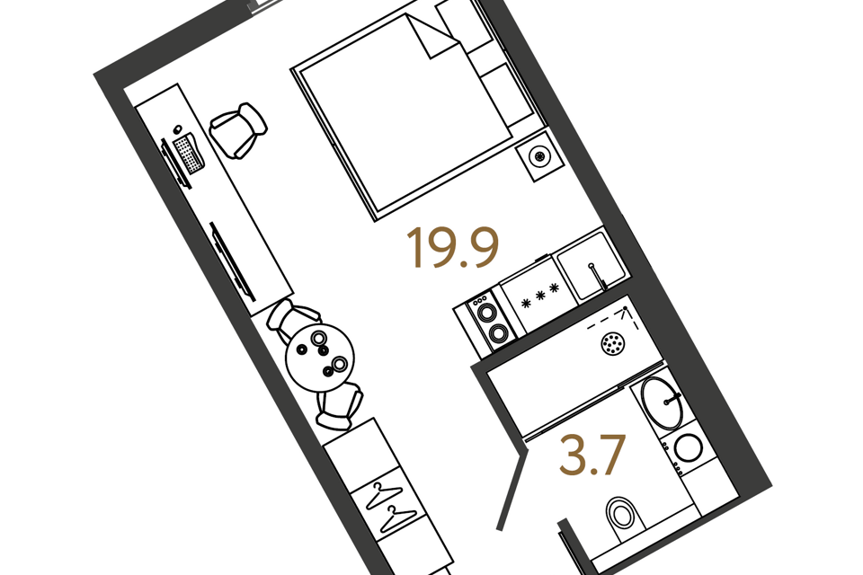 Продаётся студия, 23.6 м²