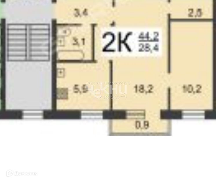 Продаётся 2-комнатная квартира, 43.1 м²