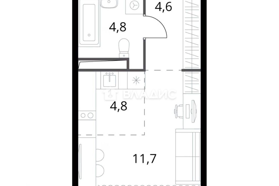Продаётся студия, 25.9 м²