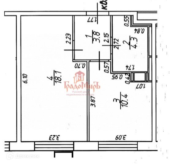 Продаётся 1-комнатная квартира, 36.6 м²