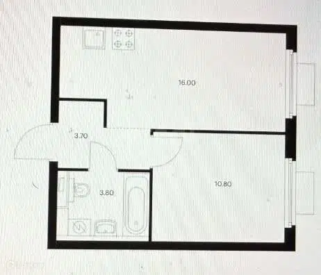 Продаётся 1-комнатная квартира, 34.3 м²