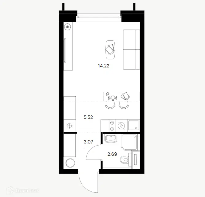 Продаётся студия, 25.3 м²
