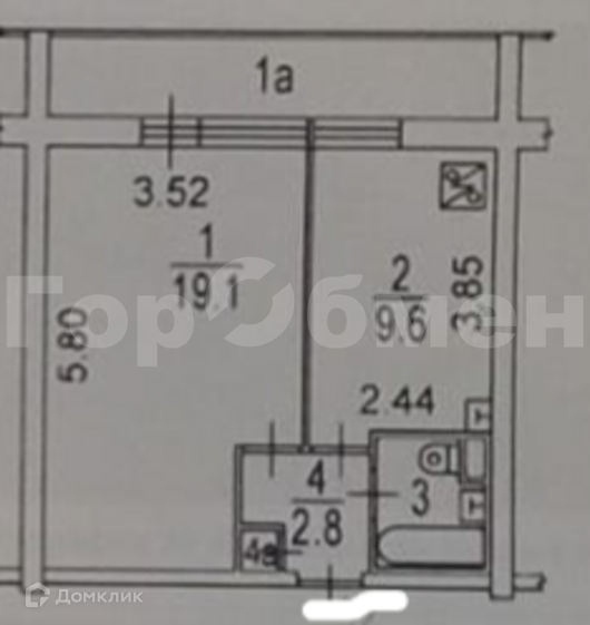 Продаётся 1-комнатная квартира, 42 м²
