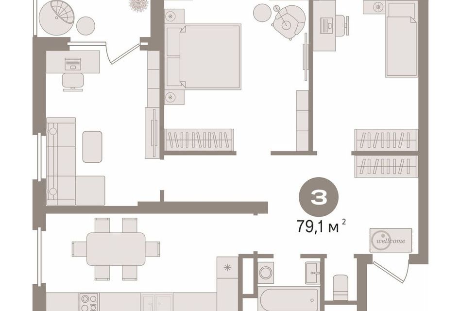 Продаётся 3-комнатная квартира, 79.1 м²