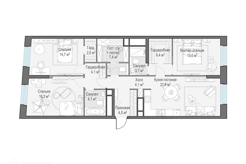 Продаётся 3-комнатная квартира, 103.4 м²