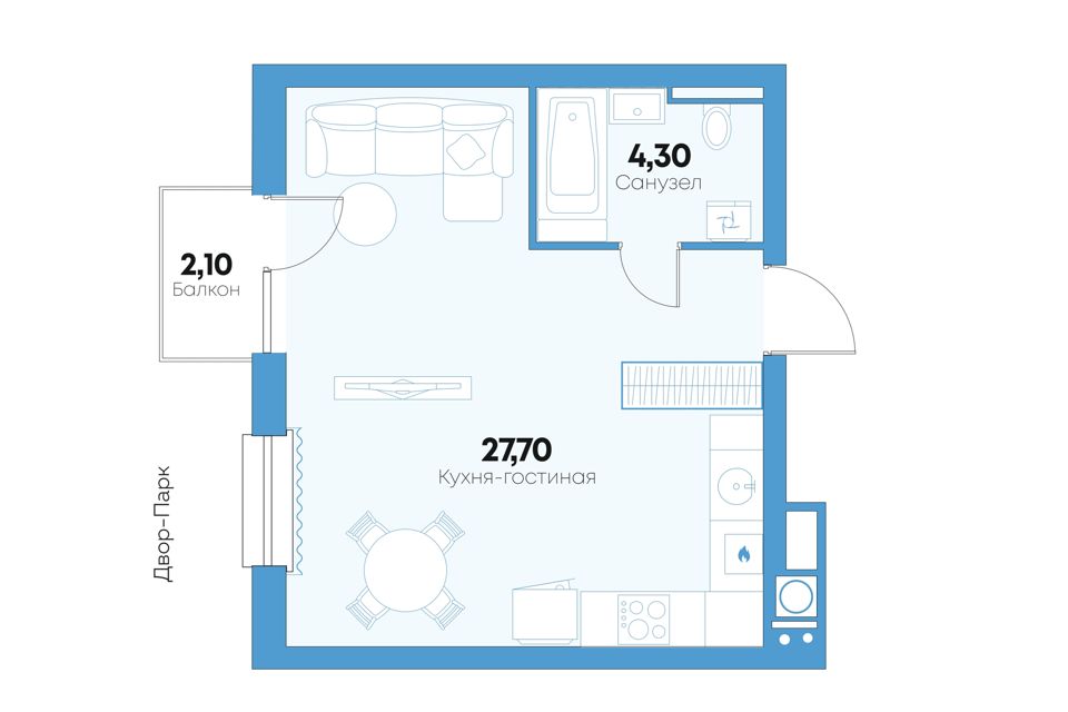 Продаётся студия, 33.9 м²