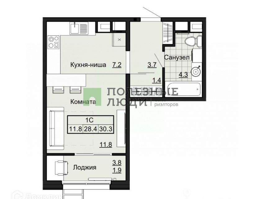 Продаётся студия, 30.3 м²